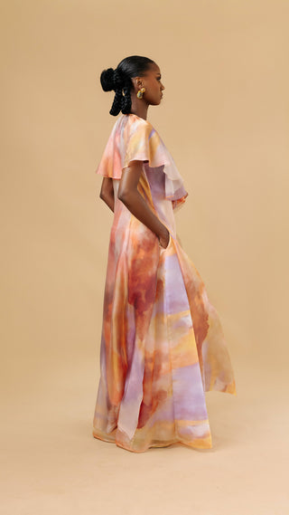 Saron Abstract Print Pants Set full length — abstract print two-piece set — Vexxels
