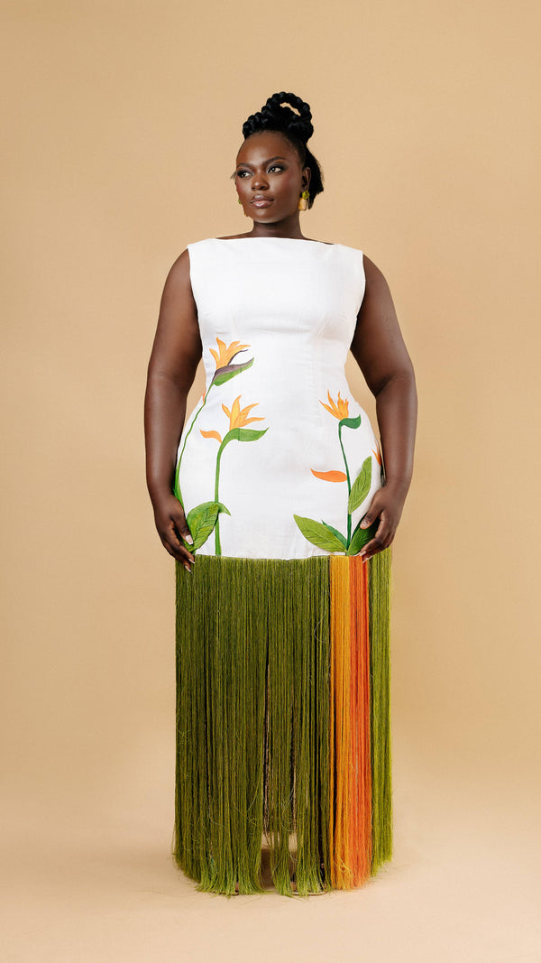 Nhyira Hand-Painted Fringe Dress